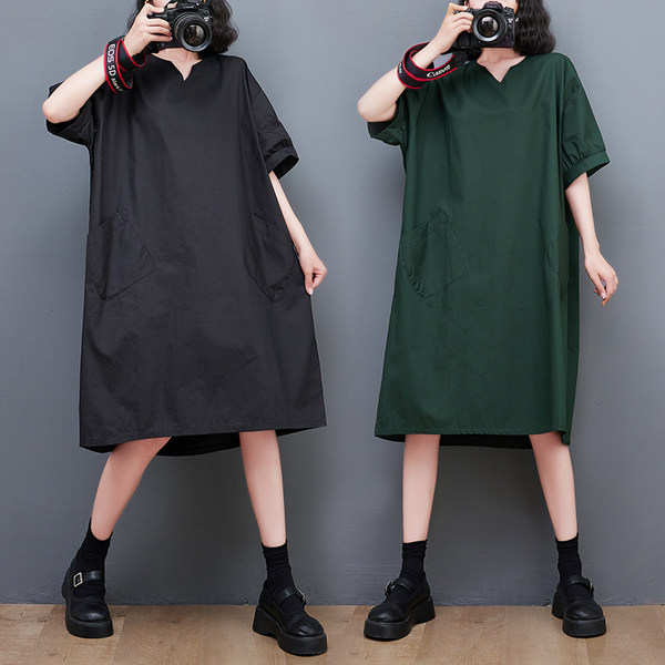 เสื้อทีเชิ้ตคนอ้วนผู้หญิงสไตล์คอตตอนลินินมีไซต์อก 47-48 นิ้ว