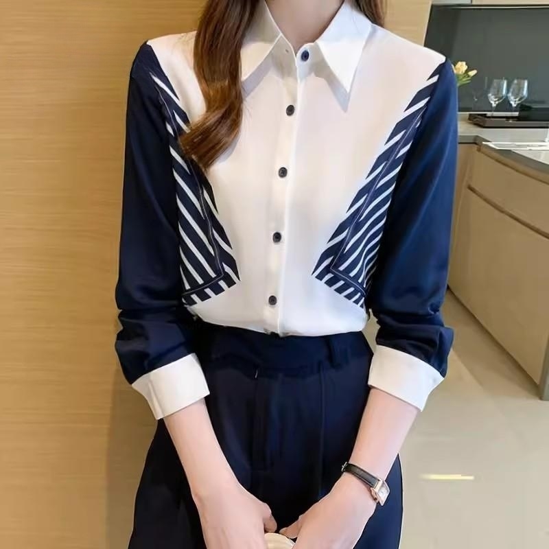 เสื้อเชิ้ตผู้หญิงแขนยาว เสื้อเชิ้ตผู้หญิงใส่ทํางาน 390 บาทต่อชิ้น ฟรีค่าจัดส่ง