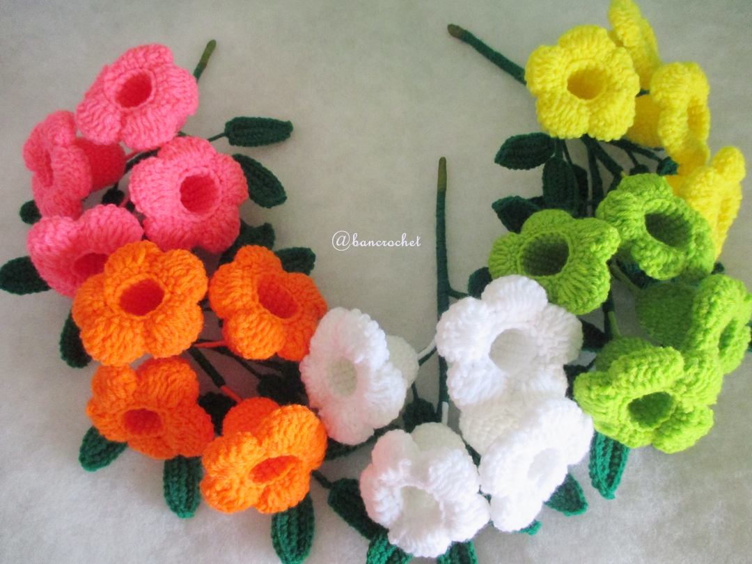 ดอกบานบุรีถักโครเชต์ คละสี