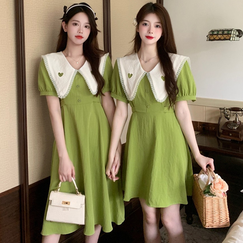 เดรสแขนสั้นมีไซส์L-4XLอก38-47นิ้ว