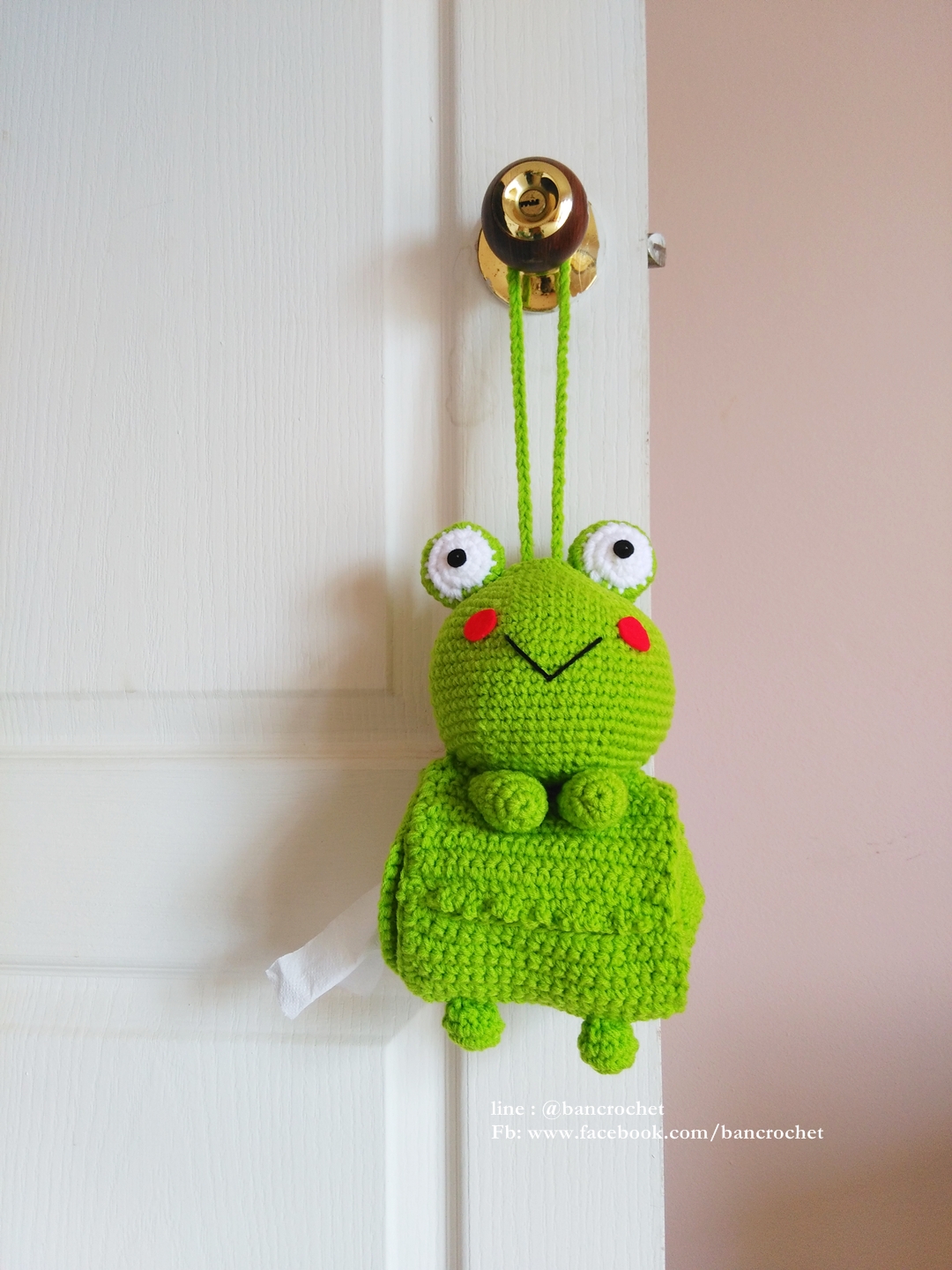 กล่องทิชชูถักเคโระ สำหรับทิชชูม้วน (keroro tissue box cover crochet for tissue roll)