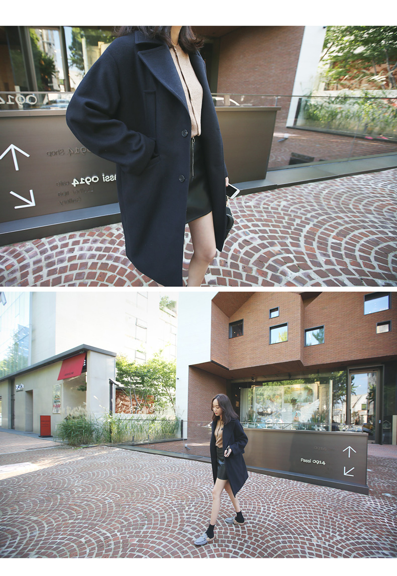 OverCoat เสื้อโค้ทกันหนาว สไตล์เกาหลี แต่งสายคาดหลัง ทรงโคล่ง ผ้าวูลผสมเนื้อดี บุซับในกันลม พร้อมส่ง กรมท่า