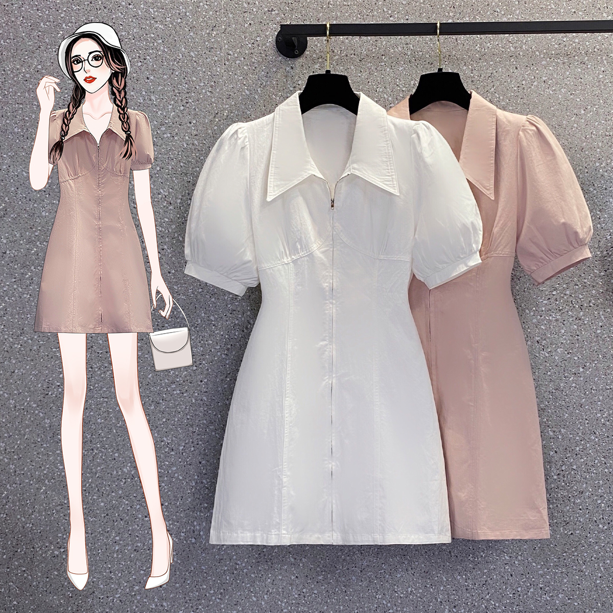 เดรสแขนสั้น มีไซส์ L-4XLอก 38-47 นิ้ว ใส่ได้ทั้งสาวหุ่นดีน่ารักจนถึงสาวอวบพลัสไซส์