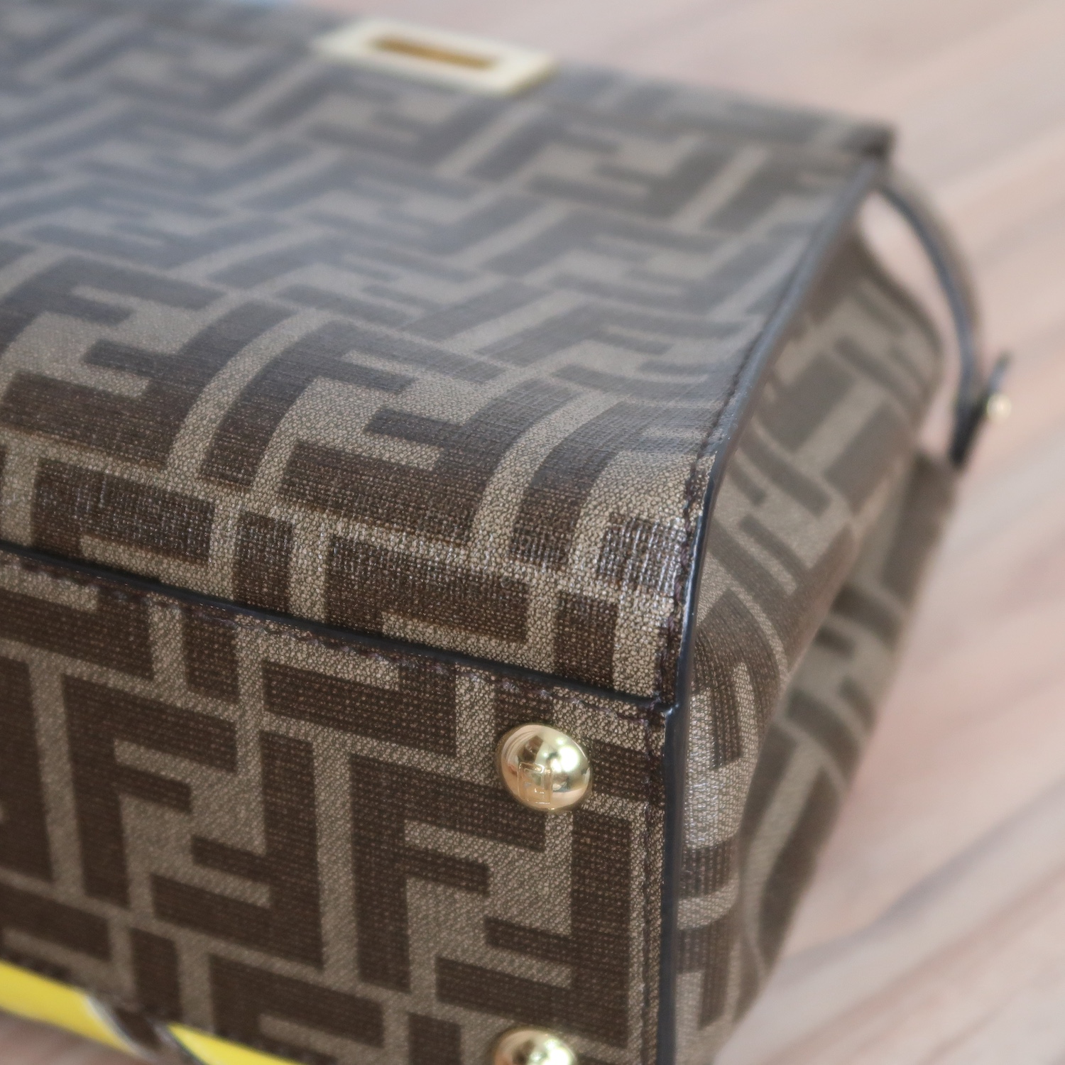 Fendi Glazed Fabric Vitello FF 1974 Hairo Girls Inlay Mini Peekaboo Satchel GHW