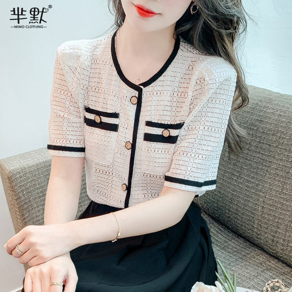 เสื้อลูกไม้ แขนสั้น
