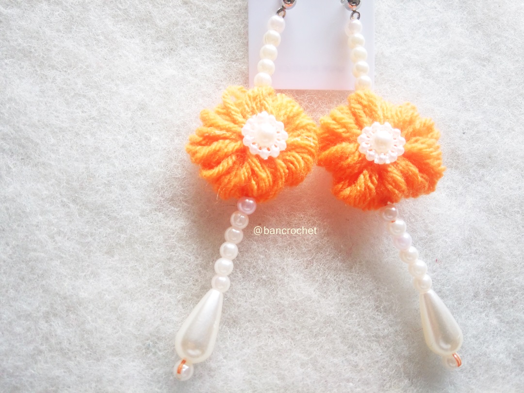 Bancrochet ต่างหูถักโครเชต์ crochet earrings หลากสี 4-6 นิ้ว
