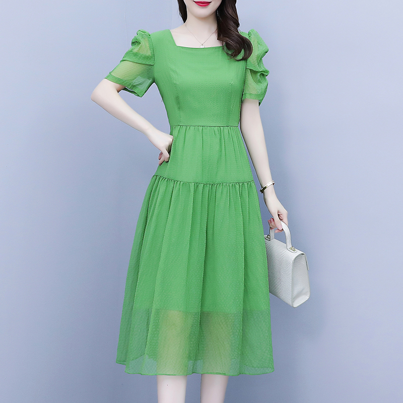 เดรสคนอ้วน เดรสสาวอวบ ชุดเดรสคนอ้วนวัยรุ่นแขนสั้น BY PLUS SIZE Girl