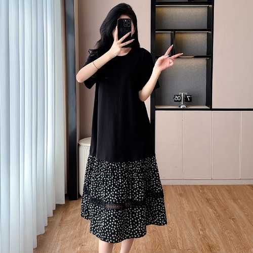 เดรสสีดำ ชุดเดรสคนอ้วน ชุดเดรสสาวพลัสไซส์ XL-5XL