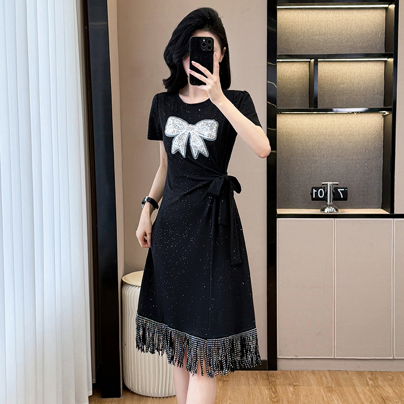 เดรสสีดำ ชุดเดรสคนอ้วน ชุดเดรสสาวพลัสไซส์ XL-5XL