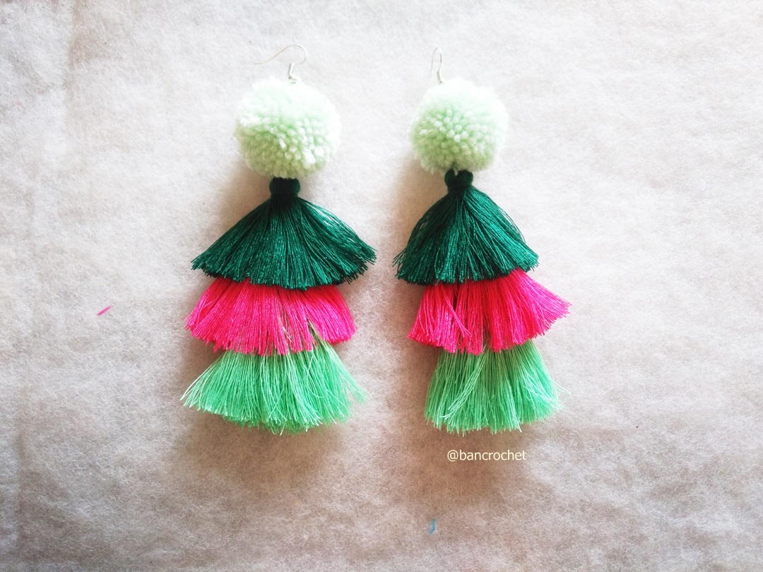 ต่างหูถักโครเชต์ crochet earrings หลากสี 5 นิ้ว
