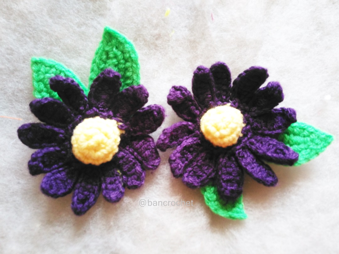 Bancrochet ดอกดาวกระจายสีม่วงเข้ม Dark Purple Sulfur Cosmos flowers ม่วงเข้ม 3 นิ้ว/inches