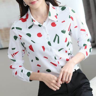 เสื้อเชิ้ตแขนยาวลายดอกไม้ เสื้อเชิ้ตทำงาน