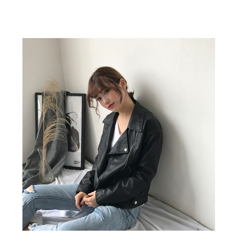 แจ็คเก็ตหนัง ทรงสวย งานคุณภาพดี เก๋ไก๋ พร้อมส่งเลยจ้า black