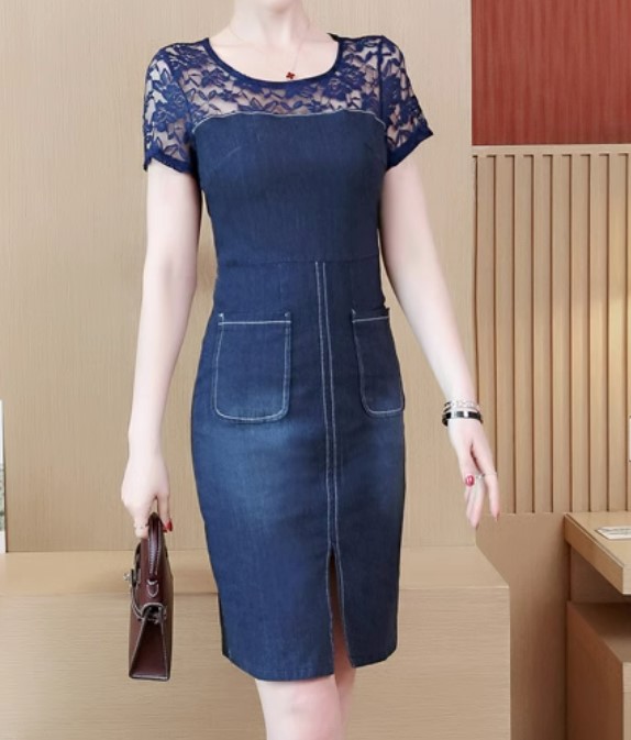 เดรส เข้ารูป เดรสยีนส์ แบบสวย ๆ ใส่ทำงาน แบบด้านบน เป็นซีทรู และ แบบเสื้อยืดด้านบน 510635