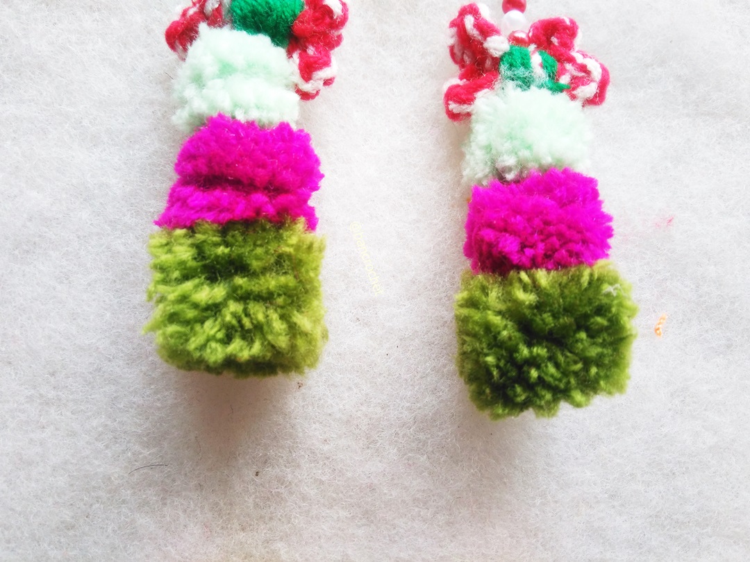 ต่างหูถักโครเชต์คริสมาส crochet christmas earrings หลากสี 4-6 นิ้ว