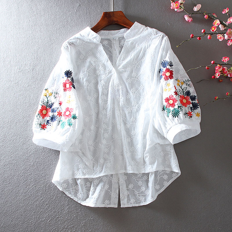 เสื้อลินิน เสื้อผ้าฝ้ายลินิน เสื้อเชิ้ตผ้าลินิน ปักลายสวยๆด้วยด้าย สไตล์VINTAGE BY Dreamroom