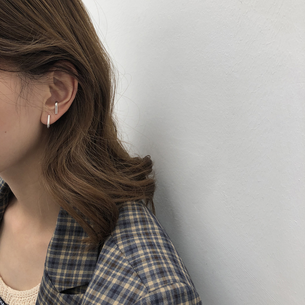 ต่างหูเงินแท้ S925 รุ่น Dear J ต่างหูก้านเสียบ รูปตัวJ 4 มินิมอล สีเงิน เงินแท้ทั้งชิ้น Silver925