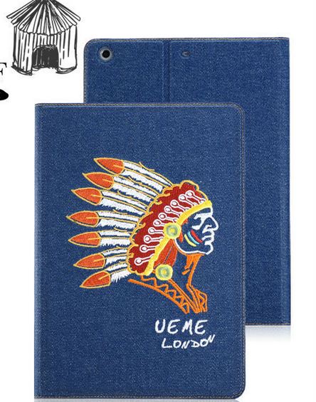 เคส iPad air 1 เคสยีนส์ ดีไซน์ จากประเทศ อังกฤษ เคสแบบสวย ๆ มีสไตล์ สียีนส์เข้ม ปักลาย อินเดียแดง London เคสเปิดปิด อัตโนมัติ Auto wake up 396281_1