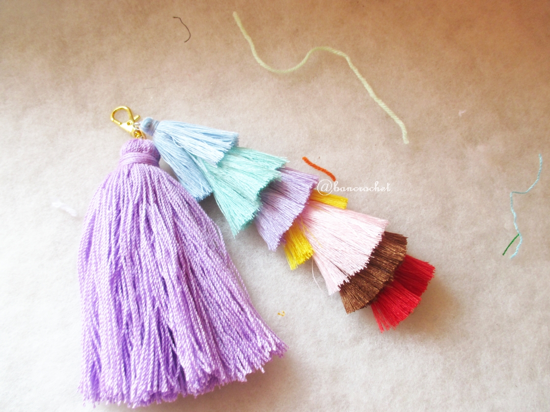 bacrochet พวงกุญแจพู่เล็กพู่ใหญ่ tassels keychain มีม่วง 6 นิ้ว
