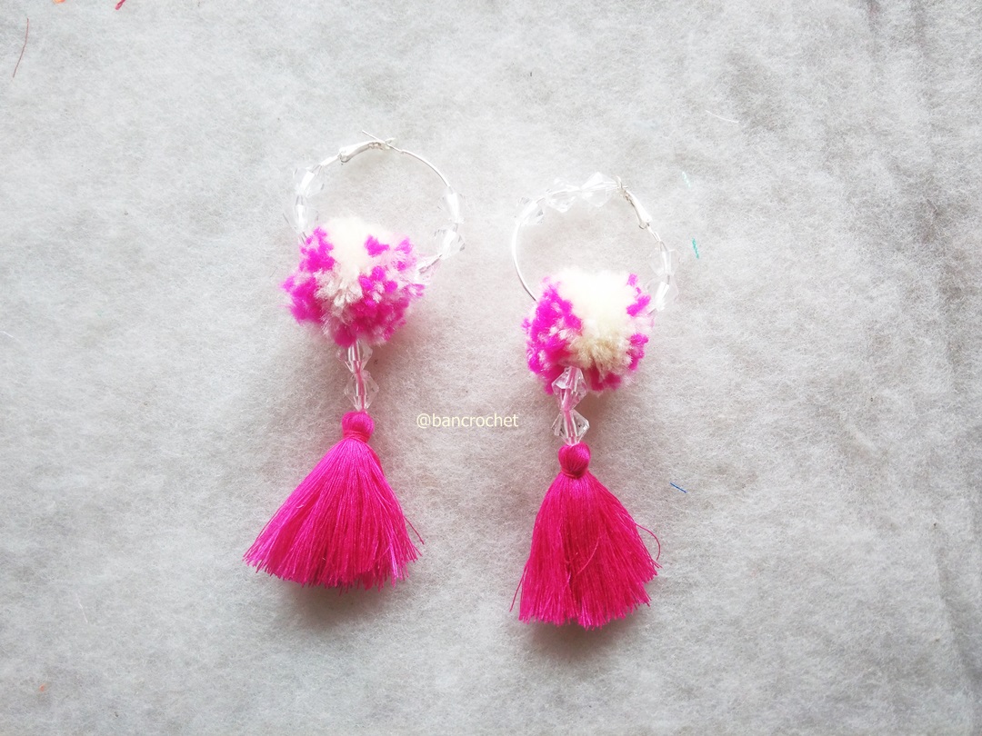 ต่างหูถักโครเชต์ crochet earrings หลากสี 4-6 นิ้ว