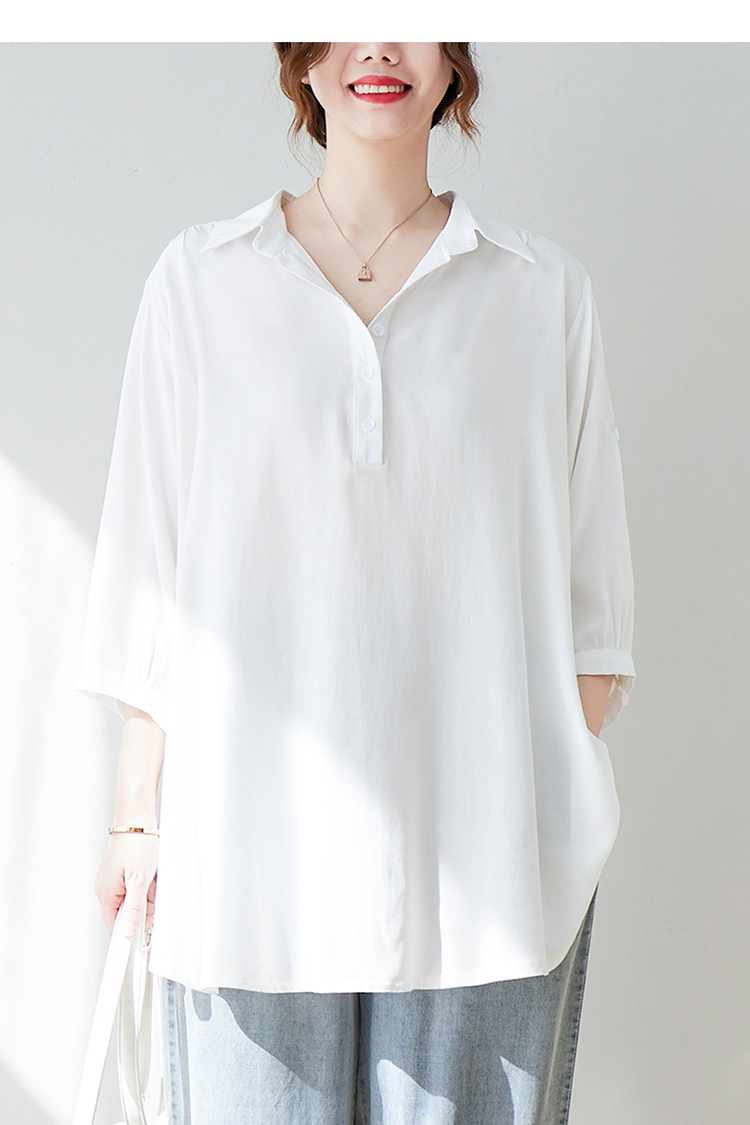 เสื้อลินินคนอ้วน เสื้อทีเชิ้ตคนอ้วนผู้หญิง เสื้อทีเชิ้ตตัวใหญ่ By Literary Plus size