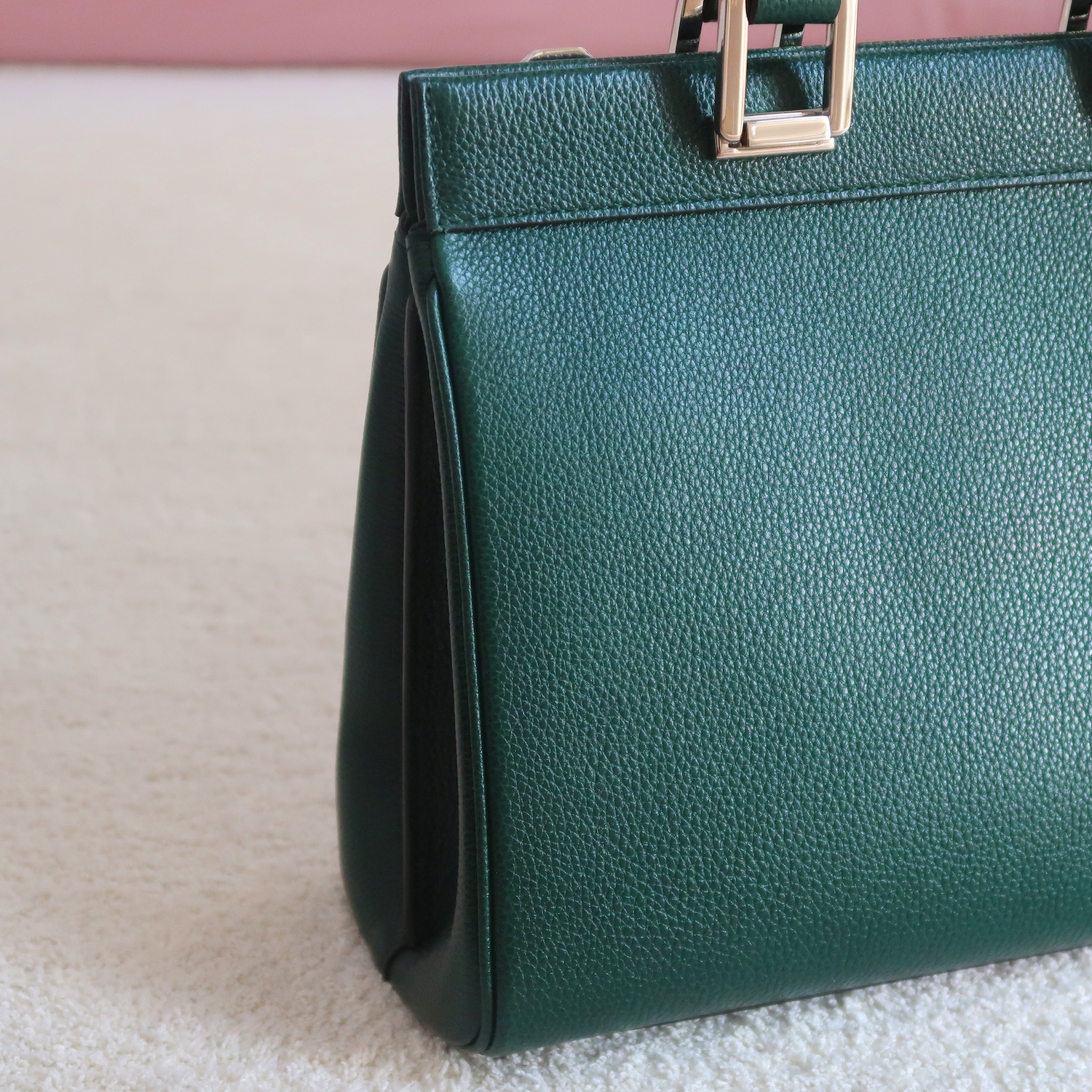 Gucci Green Grain Calfskin Zumi Top Handle Bag