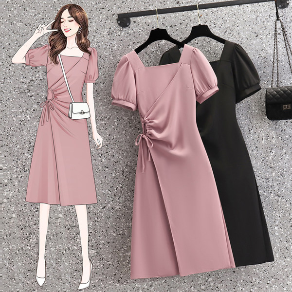 เดรสคนอ้วน เดรสสาวอวบ ชุดเดรสคนอ้วนวัยรุ่นแขนสั้น BY PLUS SIZE Girl