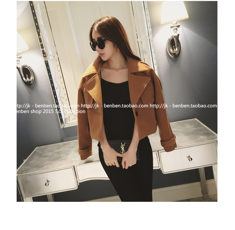 เสื้อโค้ท jacket ตัวสั้น สีน้ำตาล ผ้าสักกะหลาด ไม่หนา ทรงสวย ใส่คลุมเก๋ๆ น้ำตาล