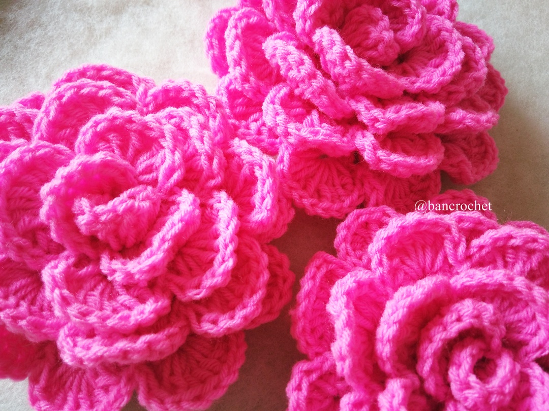 กุหลาบถักไหมพรม Rose Flowers Crochet หลากสี 4 นิ้ว