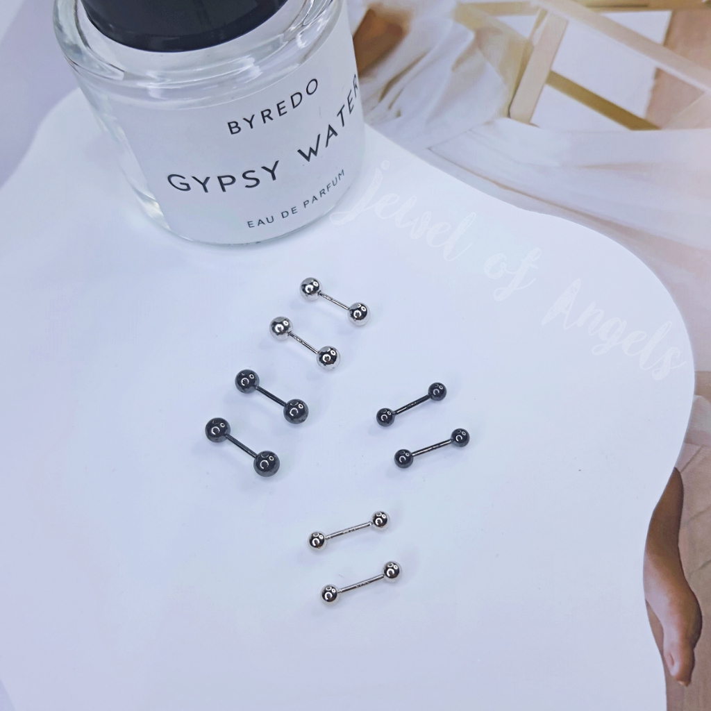 ต่างหูเงินแท้S925 รุ่น Round Dumbells ต่างหูดัมเบลล์ แป้นหลังบอลกลม เบสิคมินิมอล เงินแท้ทั้งชิ้น Silver925