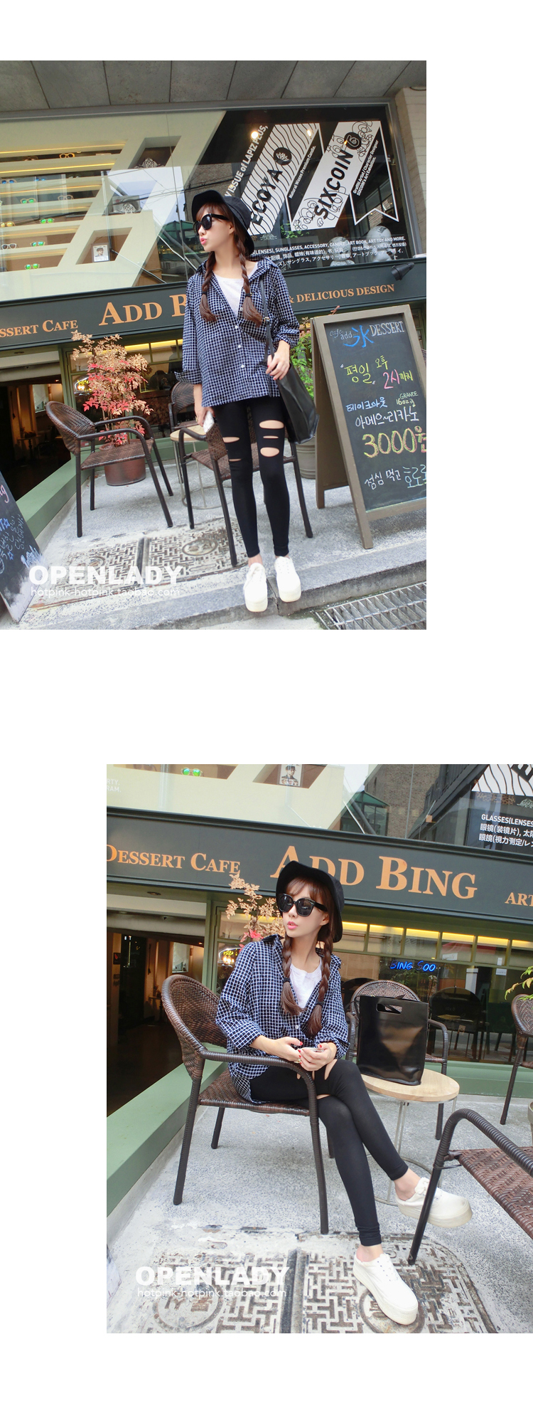 เลกกิ้ง ขายาวสีดำ แต่งริ้วขาดๆ ช่วงขา เก๋มากๆ พร้อมส่งจ้า black