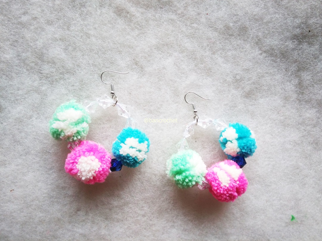ต่างหูถักโครเชต์ crochet earrings หลากสี 4-6 นิ้ว