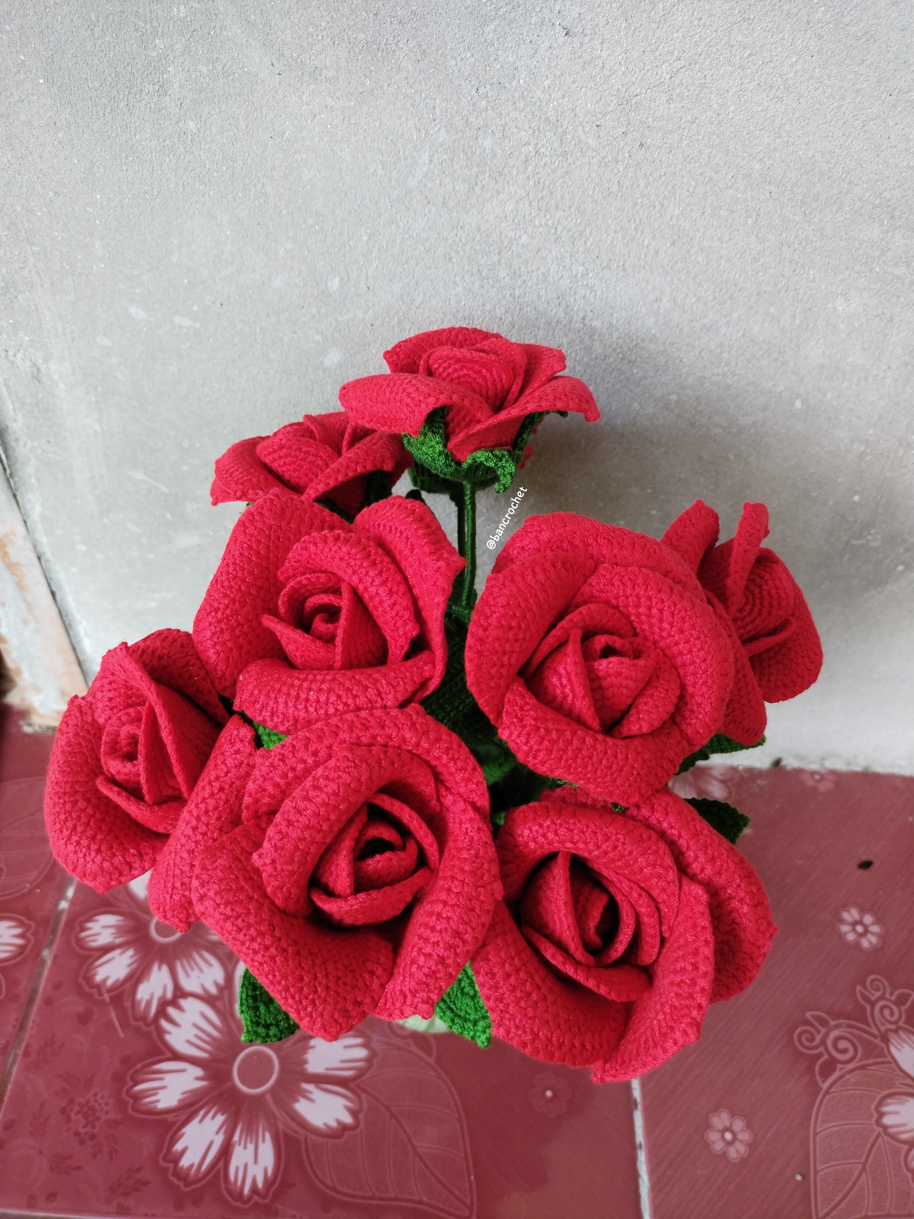 Bancrochet ดอกกุหลาบถักโครเชต์ crochet rose หลากสี
