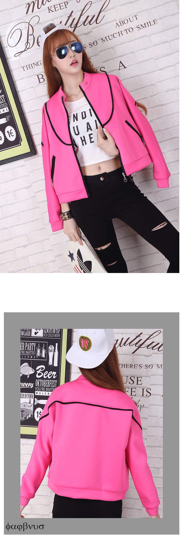 Blouse3708 เสื้อคลุมแจ็กเก็ตแขนยาวแนวสปอร์ตสีพื้น ซิปหน้า ผ้าเนื้อโฟมเนื้อหนานุ่มมีน้ำหนัก บุซับในอย่างดี ผ้าดีงานสวยเหมือนราคาหลักพัน แมทช์กับอะไรก็เข้า สวมใส่ได้ทุกโอกาส มี 2 สี ชมพูช็อคกิ้งพิ้งค์, น้ำเงิน