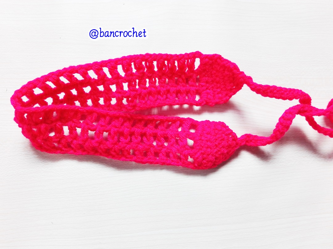 Bancrochet ที่คาดผมถักโครเชต์ crochet headband แดงเข้ม 1.-1.5*13 inch