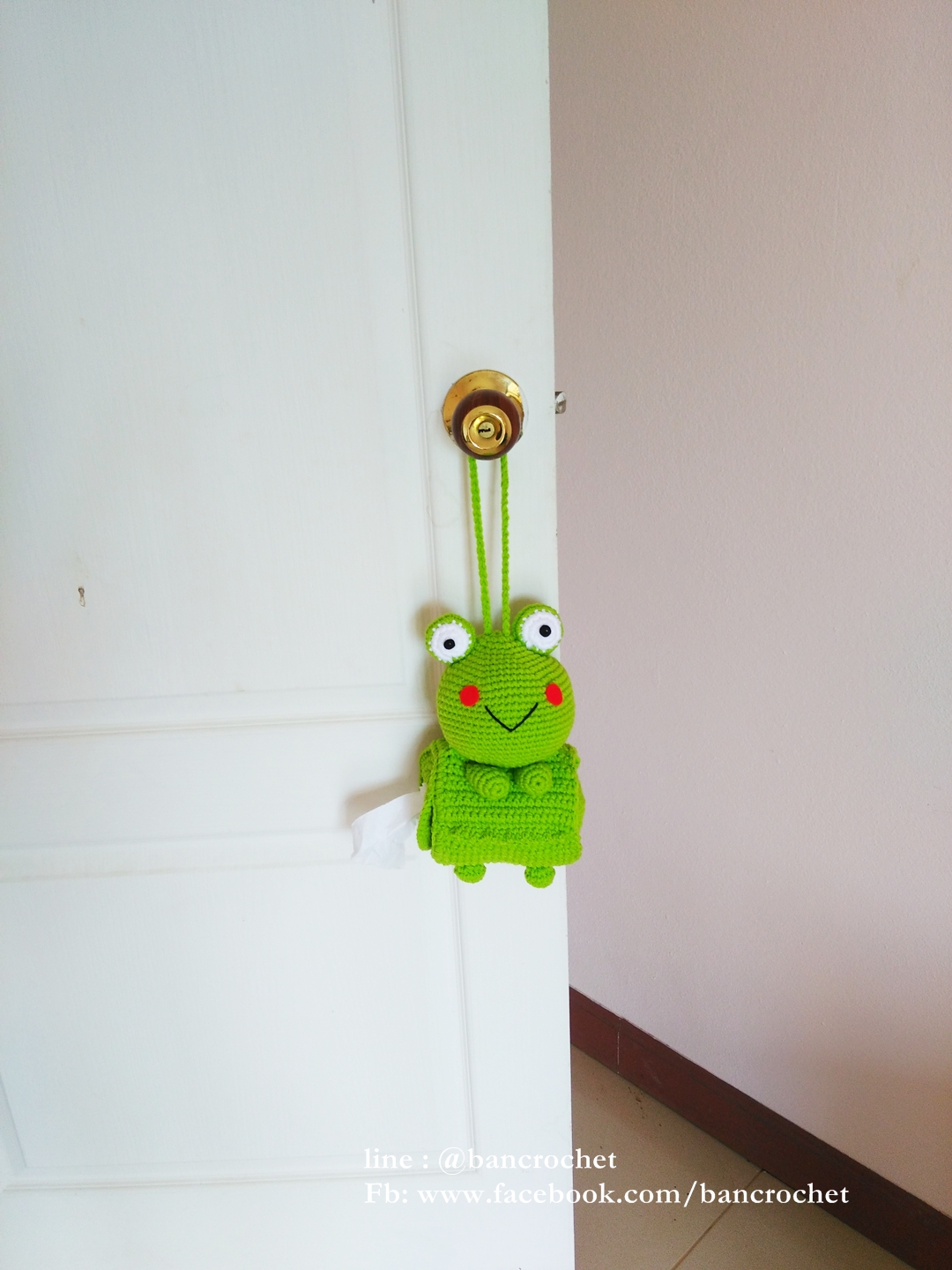 กล่องทิชชูถักเคโระ สำหรับทิชชูม้วน (keroro tissue box cover crochet for tissue roll)