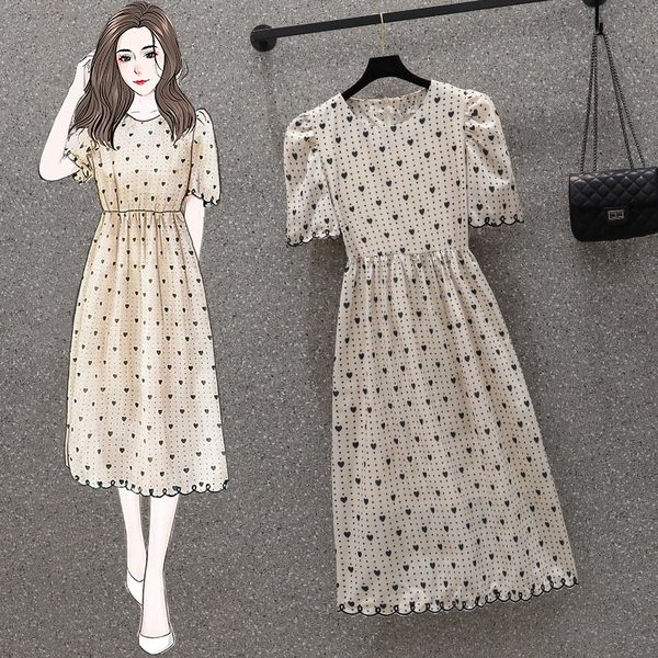 เดรสคนอ้วน เดรสสาวอวบ ชุดเดรสคนอ้วนวัยรุ่นแขนสั้น BY PLUS SIZE Girl