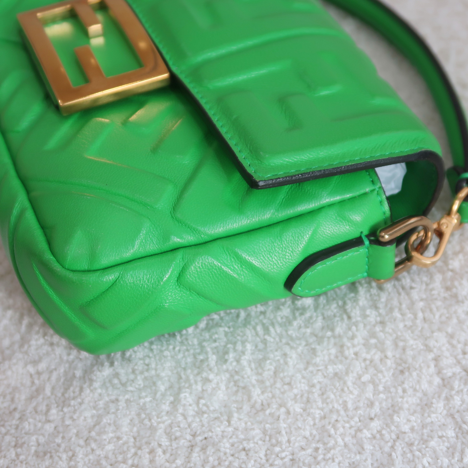 Fendi Green Nappa FF Mini Baguette