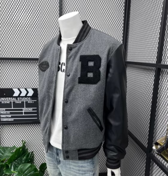 เสื้อแจ็คเก็ต ผู้ชาย ผ้า cotton ผสมหนัง แบบหรูหรา เสื้อ jacket ไฮเอ็นด์ ใส่สวย แบบวัยรุ่น ผู้ดี เท่ ๆ 844964