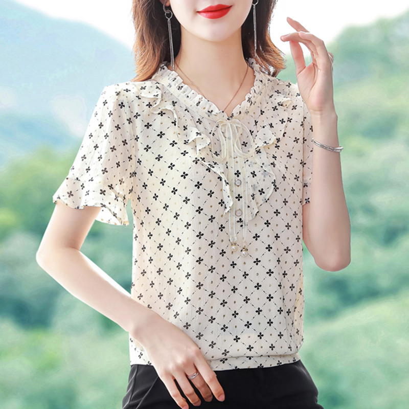 เสื้อชีฟอง เสื้อแฟชั่นสุภาพสตรีวัยผู้ใหญ่ มีไซต์ อก34นิ้ว-43นิ้ว