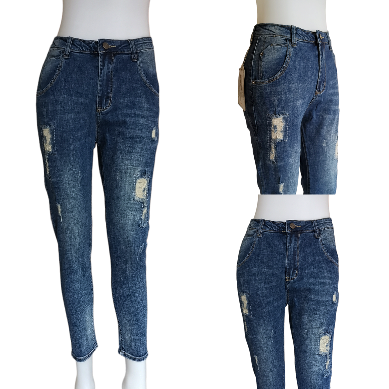 Jeans327 กางเกงยีนส์ขายาวทรงเดฟแต่งขาด แฟชั่นนำเข้าเกรดพรีเมียม ผ้ายีนส์แท้ยีนส์ยืดนิ่ม ผ้านุ่มน่าใส่ทรงสวยงานดี แมทช์กับอะไรก็เข้า
