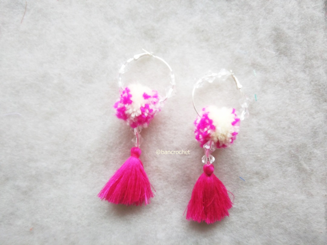 ต่างหูถักโครเชต์ crochet earrings หลากสี 4-6 นิ้ว