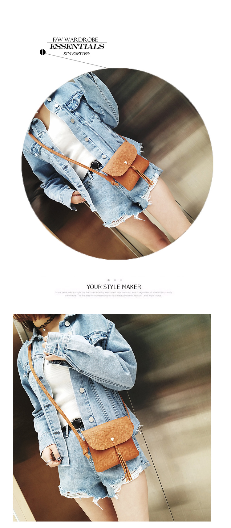 ซื้อ 1 ได้ถึง 4 กระเป๋าสะพายหนังทรงสวย + กระเป๋าใบเล็ก สีน้ำตาล พร้อมส่ง brown