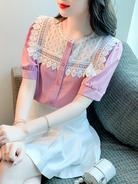 เสื้อลูกไม้ แขนสั้น
