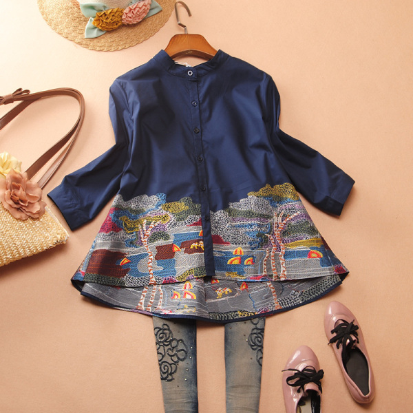 เสื้อผ้าฝ้าย เสื้อผ้าลินิน เสื้อฟรีไซส์ ปักลายสวยๆด้วยด้าย สไตล์VINTAGE มีขนาดไซส์เดียว สำหรับอก 38-40 นิ้ว