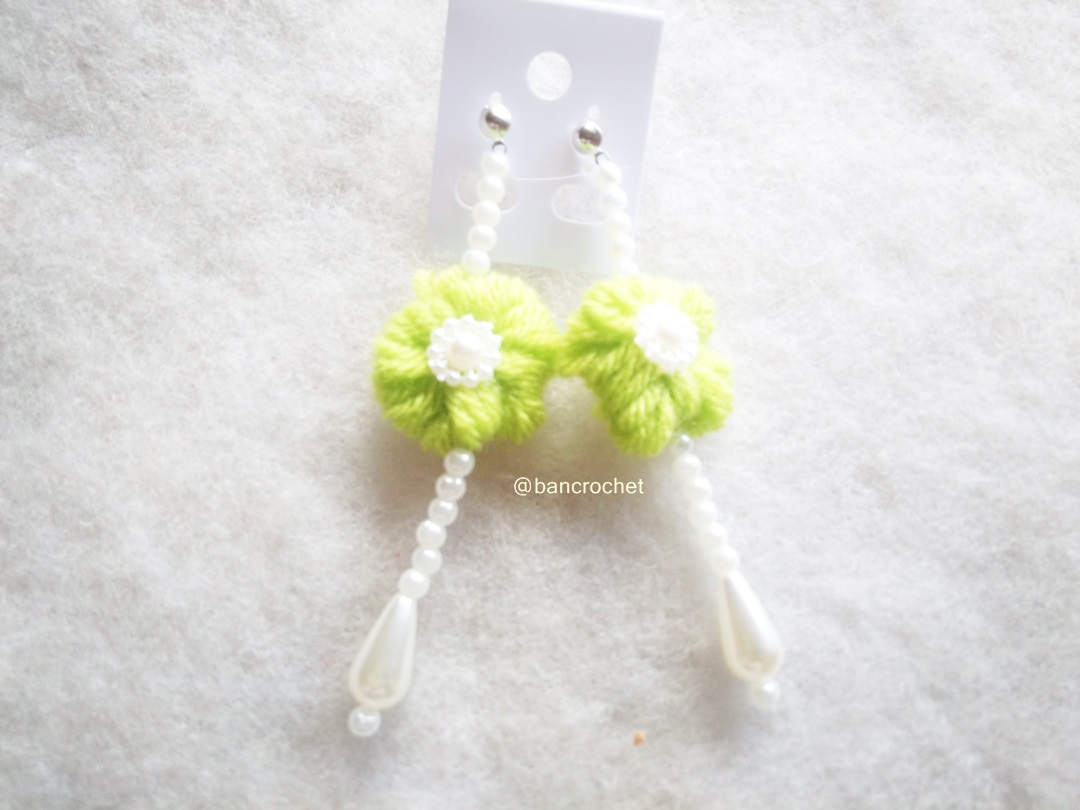 Bancrochet ต่างหูถักโครเชต์ crochet earrings หลากสี 4-6 นิ้ว