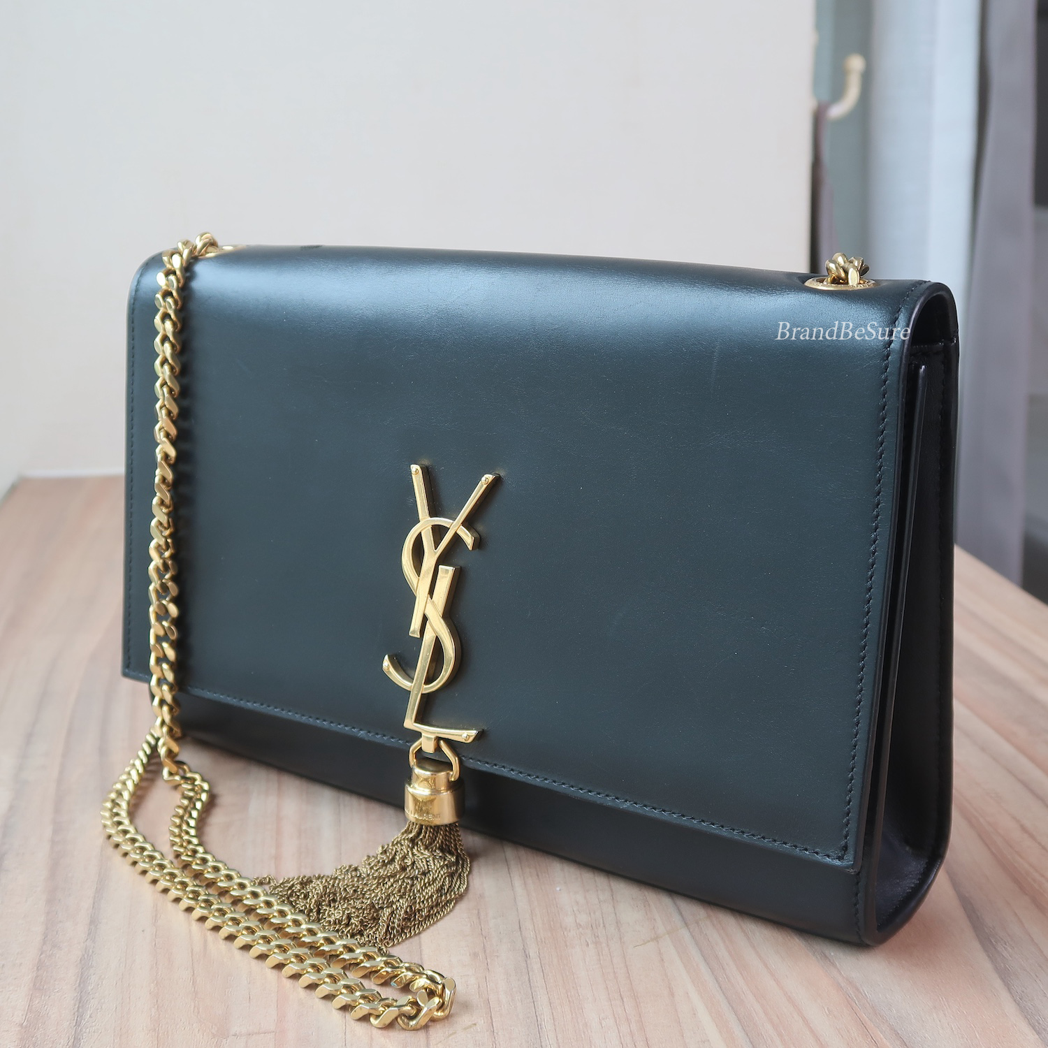 Saint Laurent Black Smooth Calfskin Kate Medium Tassel Flap GHW
