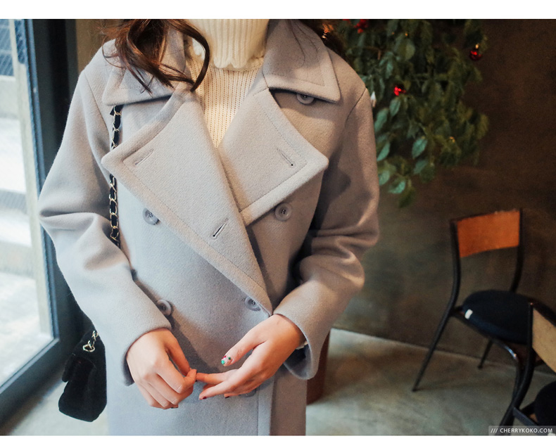 เสื้อโค้ทกันหนาว สไตล์เกาหลี หวานๆ ดีไซน์หรู งานดี ใส่ได้หลายแบบ ผ้าวูลเนื้อละเอียด บุซับในกันลม