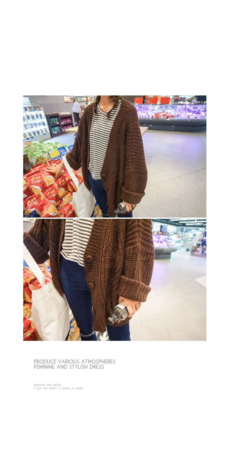 เสื้อคลุมกันหนาว ไหมพรมเนื้อนุ่ม ทรงน่ารัก สีน้ำตาล ยืดได้เยอะ พร้อมส่ง