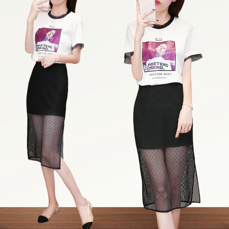 Set_bs1670 ชุดเซ็ท 2 ชิ้น(เสื้อ+กระโปรง) เสื้อยืดสีพื้นขาวสกรีนลายดิจิตอลสีสวยคมชัด+กระโปรงซิปข้างผ้าตาข่ายเนื้อดีหนาสวยมีซับในผ่าชายกระโปรงเล็กน้อยเพื่อความคล่องตัว งานสวยงานดีสวยชิคไม่ซ้ำใคร มี 2 สี ม่วง, ดำ